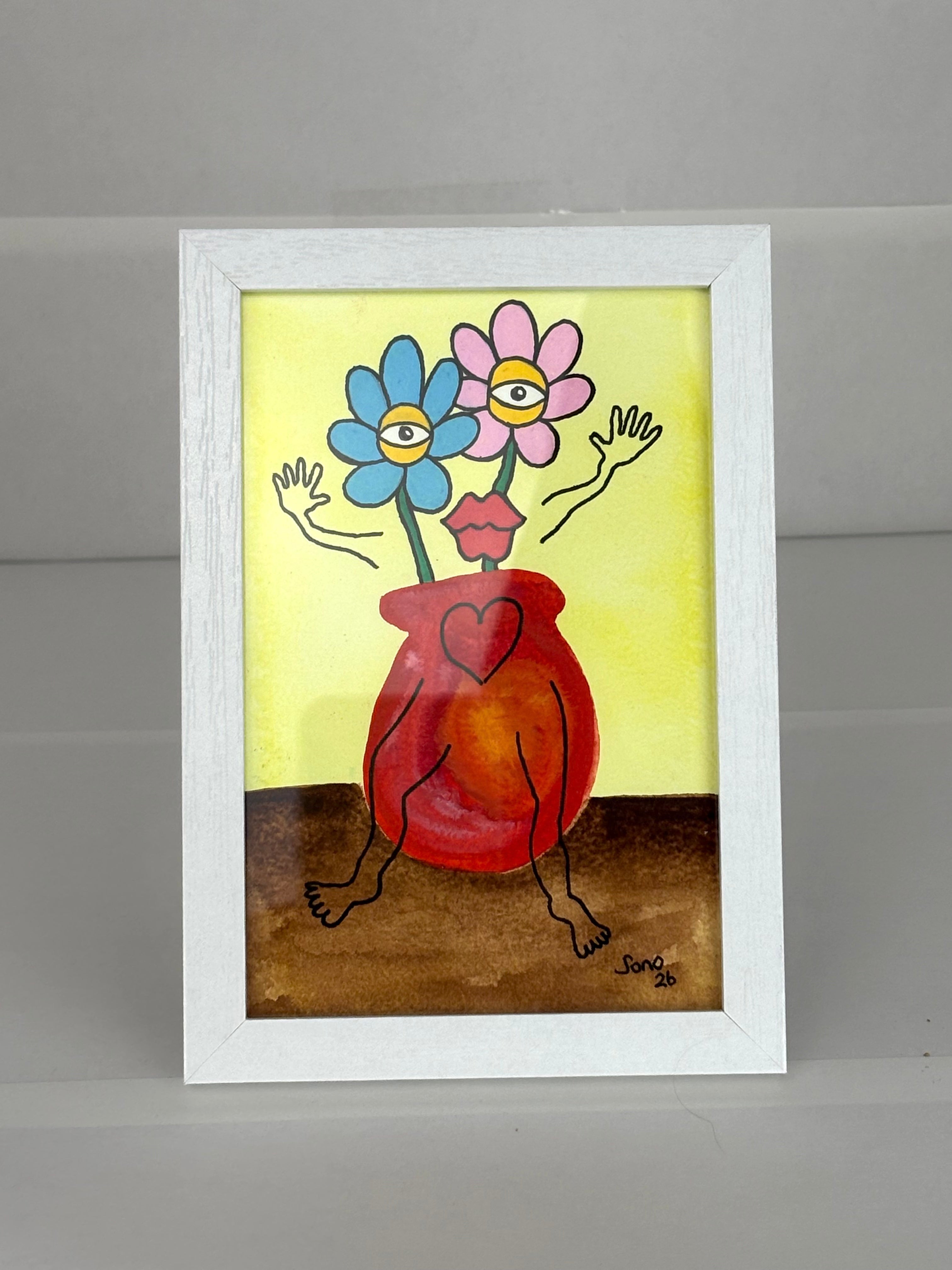 2 fleurs dans un vase d'amour