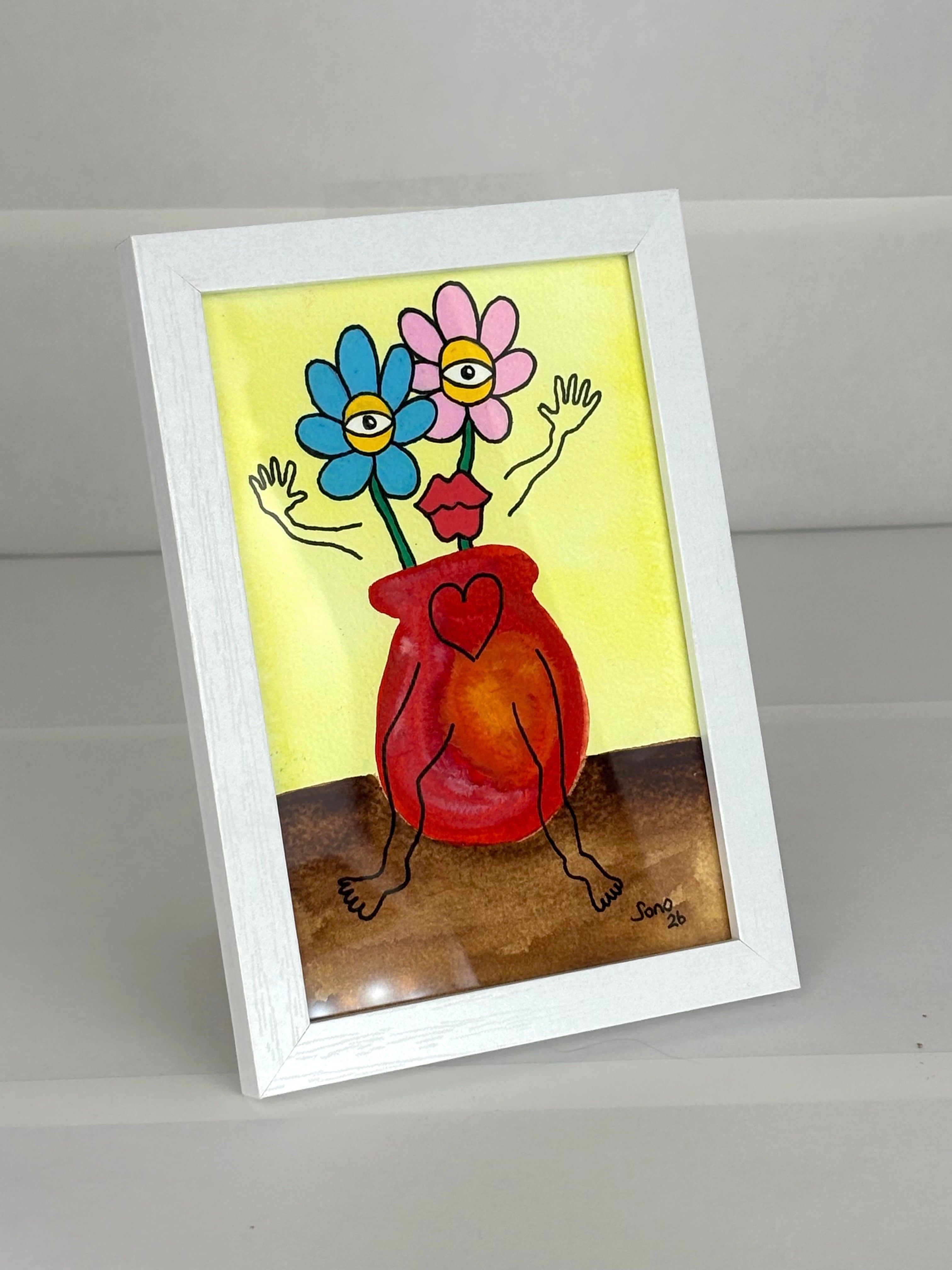 2 fleurs dans un vase d'amour