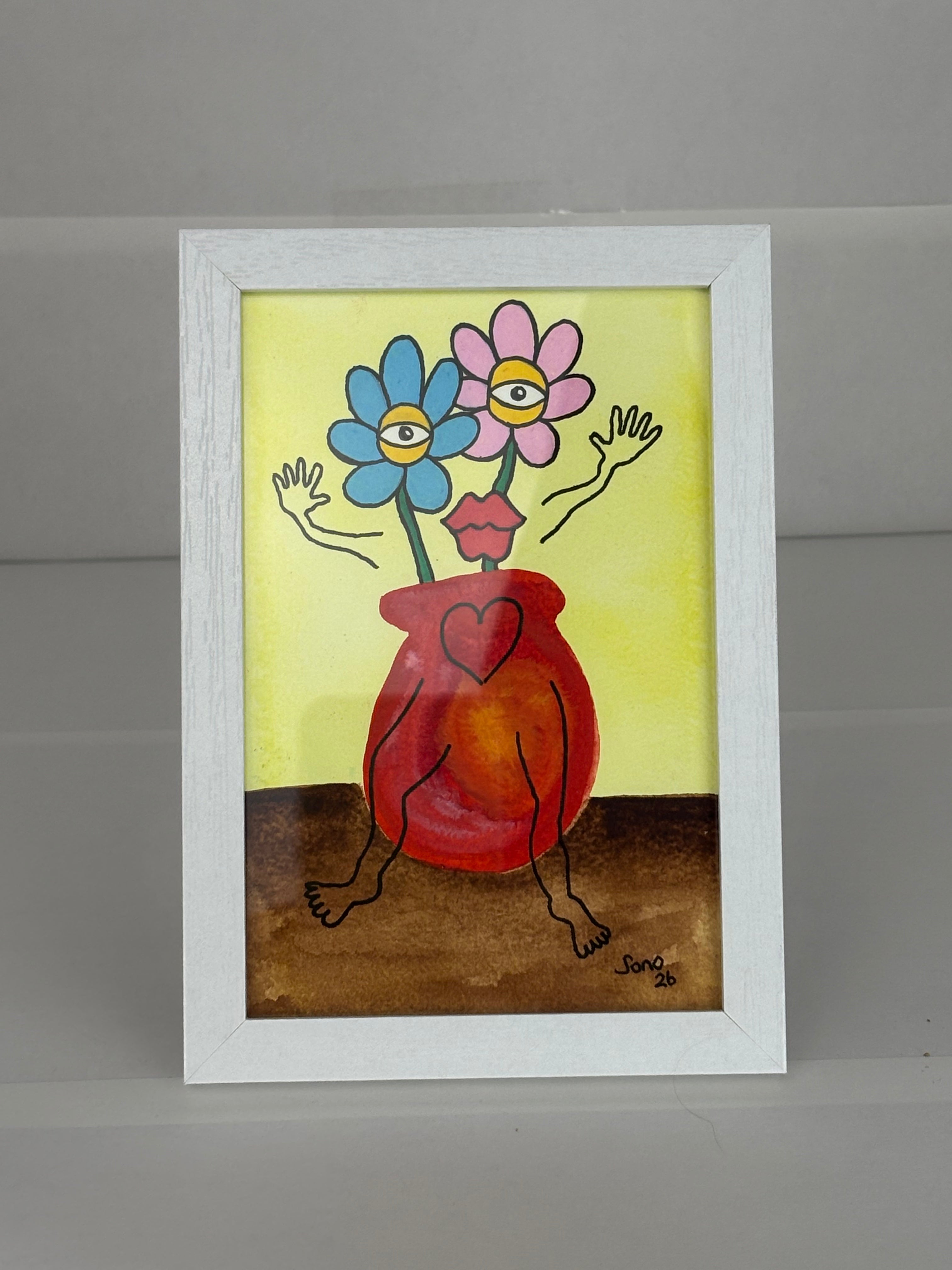 2 fleurs dans un vase d'amour