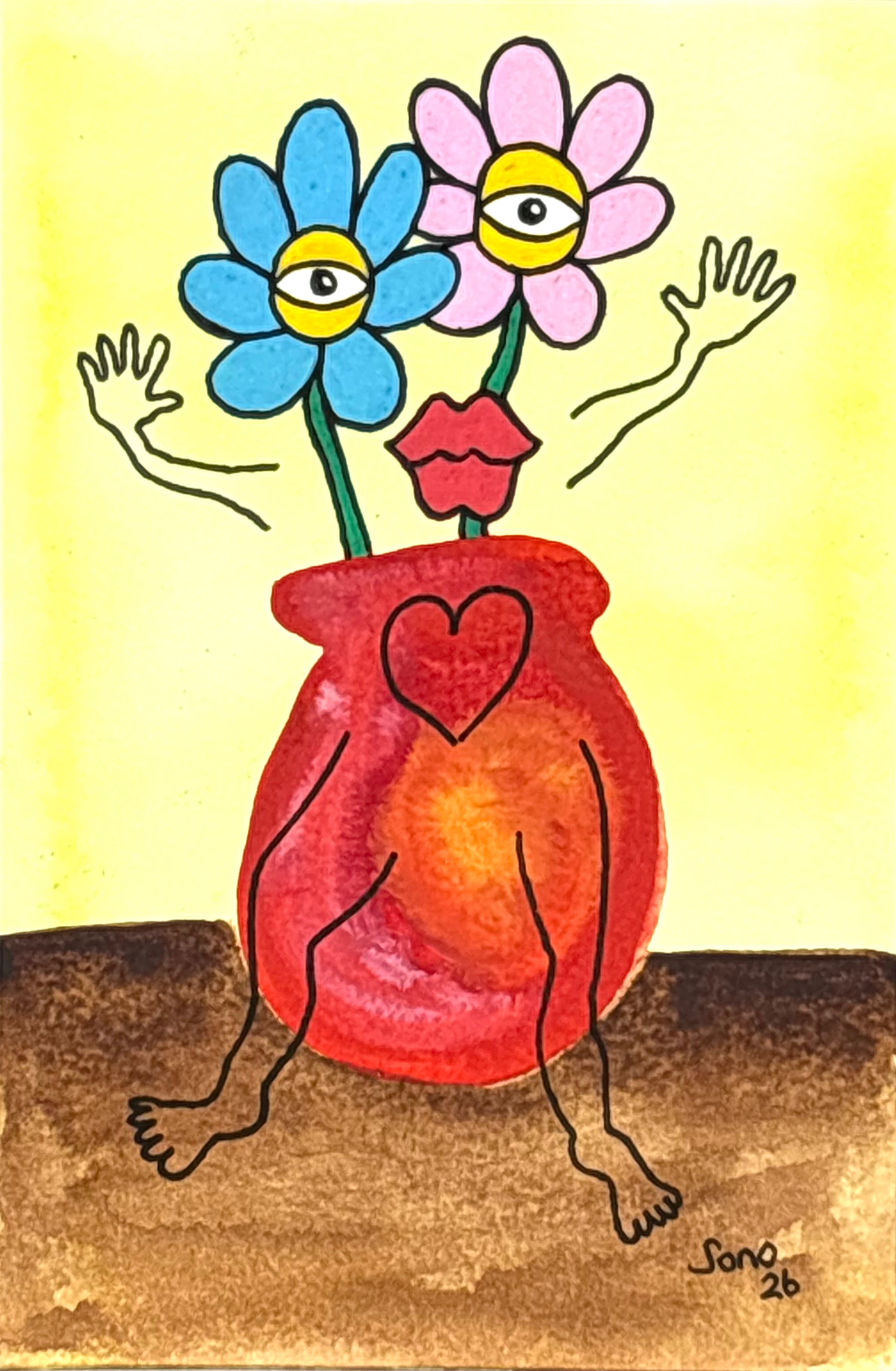 2 fleurs dans un vase d'amour